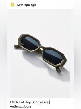 NWT Anthropologie I-SEA Flat-Top Sunglasses in Olive Green
